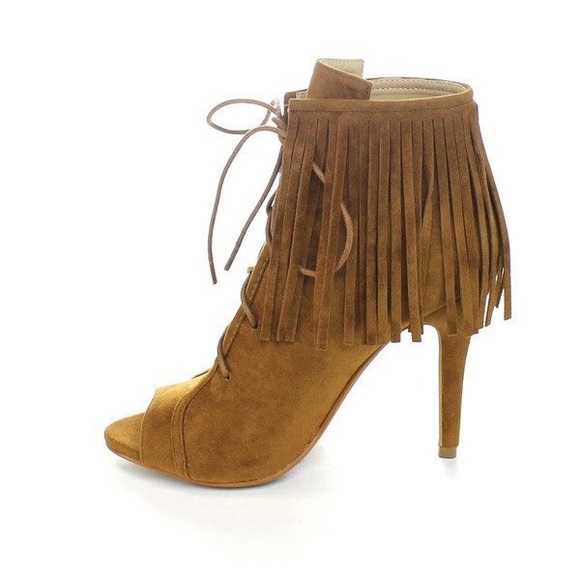 SALE Peep toe fringe lace up heel - Picture 4 of 6